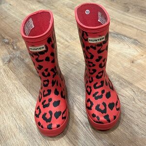 Kids pink leopard print Hunter rain boots